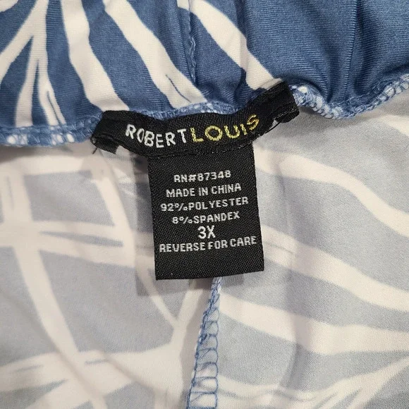 Robert Louis Blue Tropical Tie Waist Flowy Shorts Beach Boho Vacation Size 3X - Picture 4 of 8